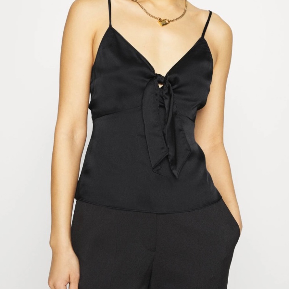 Abercrombie Satin Tie Front Camisole Black Small